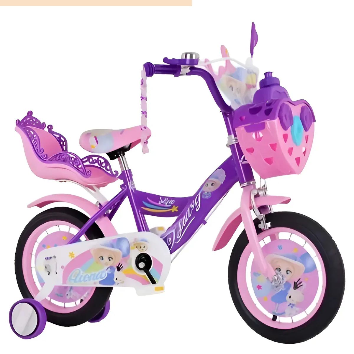 GENERICO - Bicicleta Aro 12 Infantil violeta flores