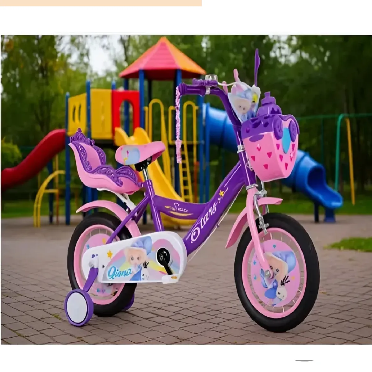 GENERICO - Bicicleta Aro 12 Infantil violeta flores