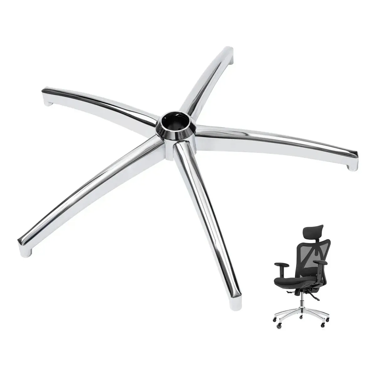 KUANGYE - Base Estrella De Acero Cromado Para Silla 700 Mm