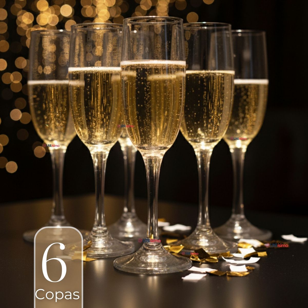 UTILISIMO - Set de 6 Copas de Champaña Espumante 180 ml