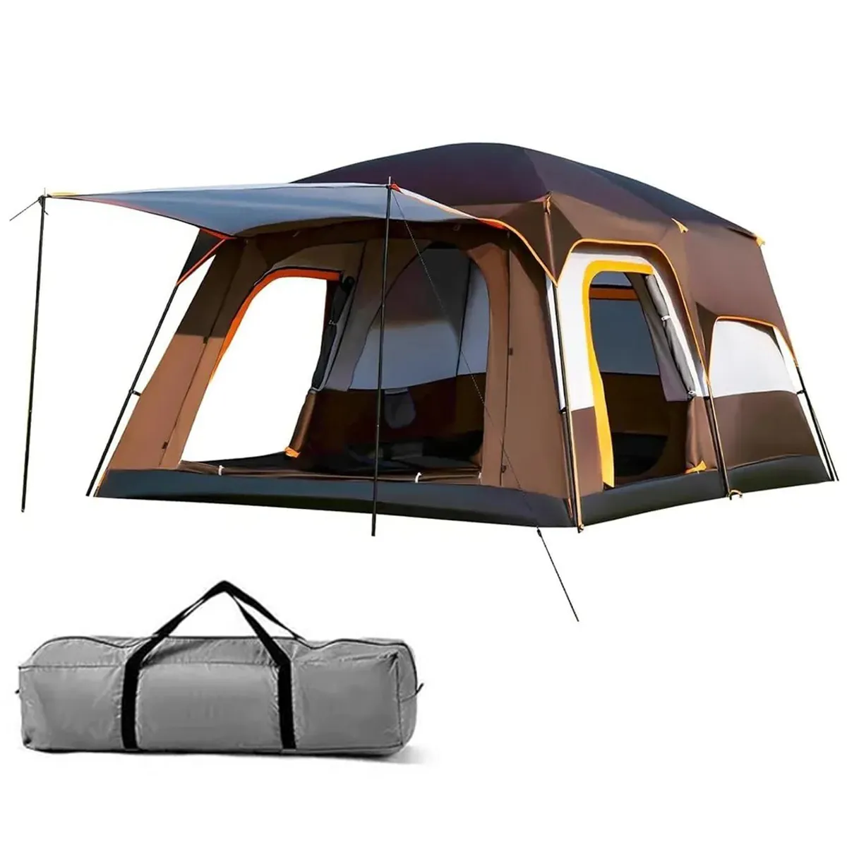 KUANGYE - Carpa Camping Tienda Familiar 5 A 8 Marrón Personas Lmpermeable