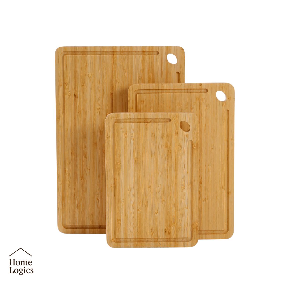 HOME LOGICS - Set 3 Tablas de Cortar Picar Cocina Bamboo Home Logics Kiosclub