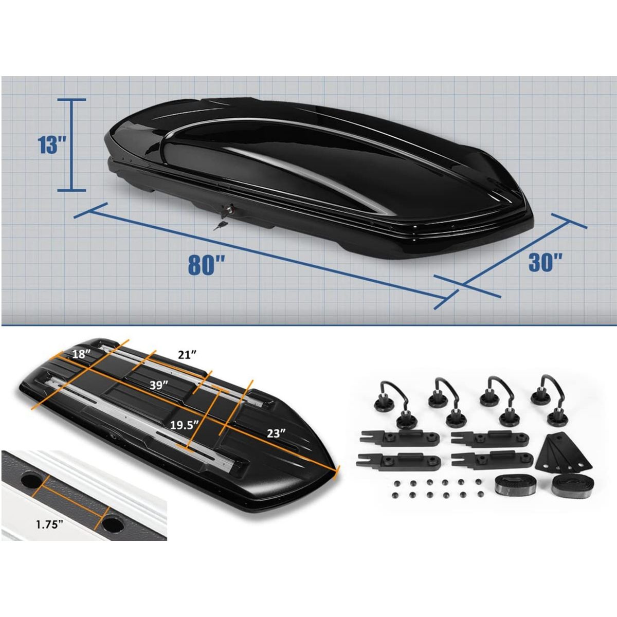 GTI - Caja Cúpula Porta Equipaje para auto de 520 litros