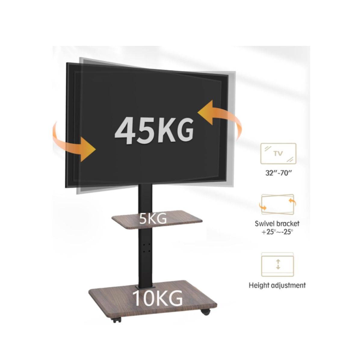 GENERICO - Soporte TV 32 a 70 Pulgadas 60Kg Soporte Pedestal Stand Premium Portátil Con Ruedas