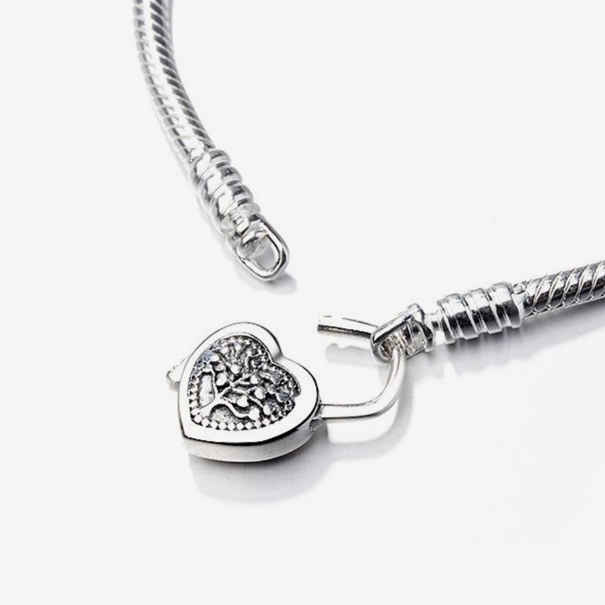 GENERICO - Pulsera de Plata 925 con Cerradura de Corazón y Árbol Familiar