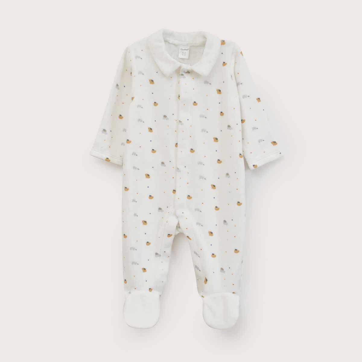 OPALINE - Oso Plush Bebe Niño Estampado Blanco
