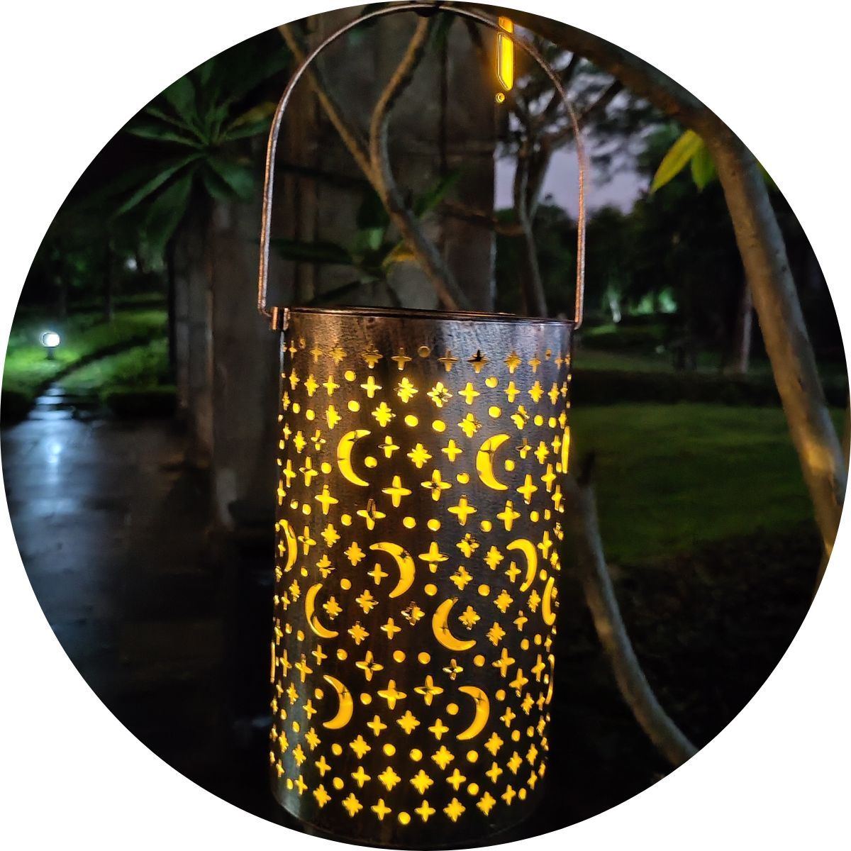 GENERICO - Lámpara Foco Exterior Jardín Metal Recarga Solar Diseño Luna