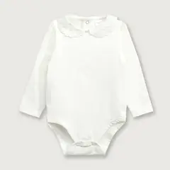 OPALINE - Body Manga Larga Blanco de Bebé Niña