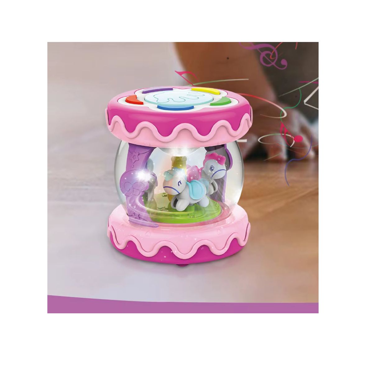 OEM - JUGUETE CARRUSEL GIRATORIO MUSICAL rosado