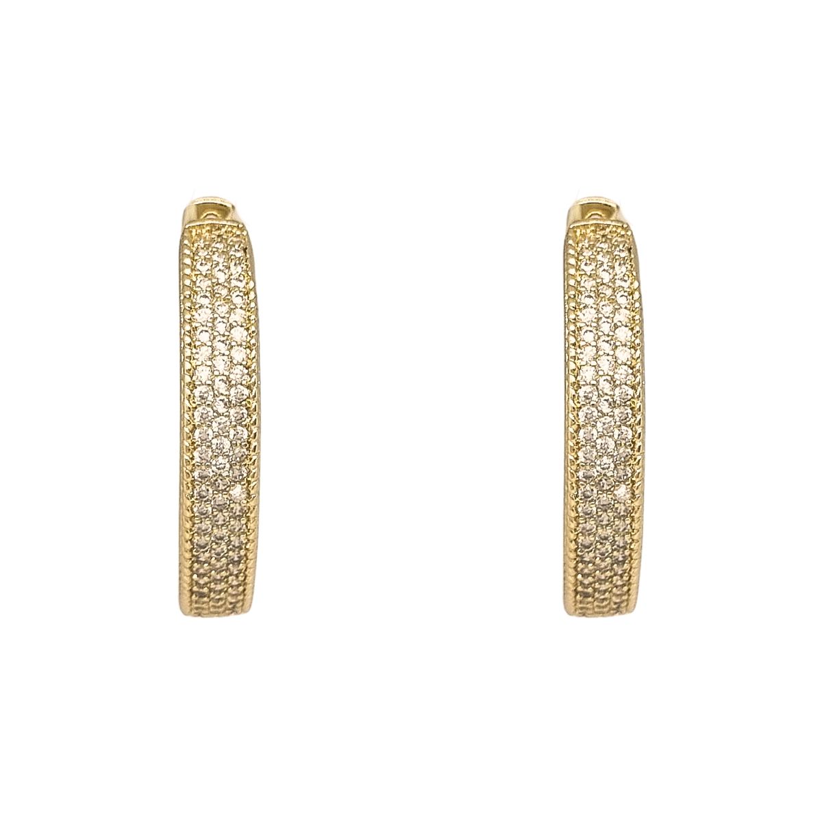 JOYAS LANDEROS - Aros Argollas Triple Riel Enchapado en oro de 18k de 30mm