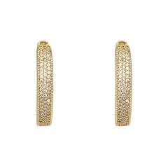 JOYAS LANDEROS - Aros Argollas Triple Riel Enchapado en oro de 18k de 30mm