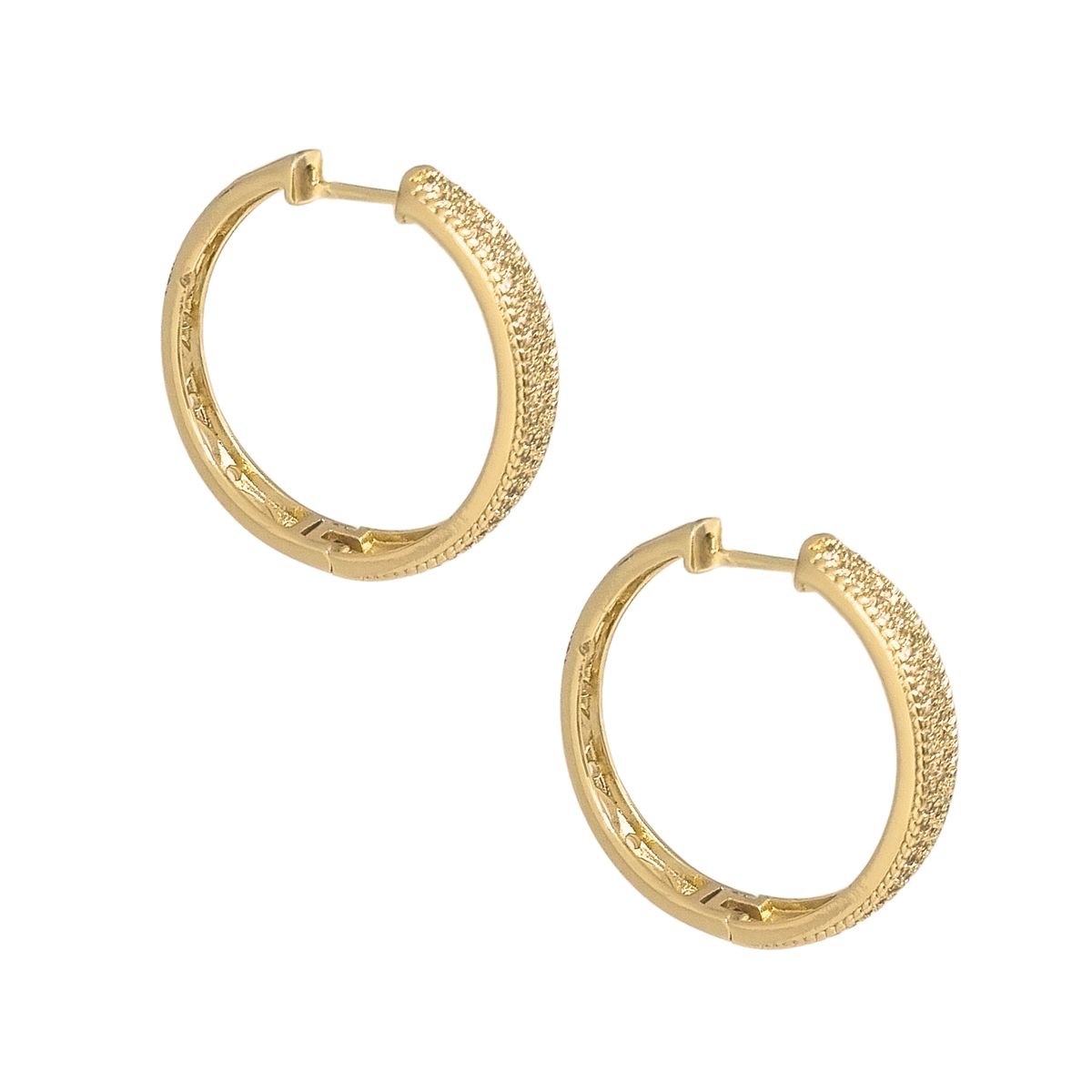 JOYAS LANDEROS - Aros Argollas Triple Riel Enchapado en oro de 18k de 30mm