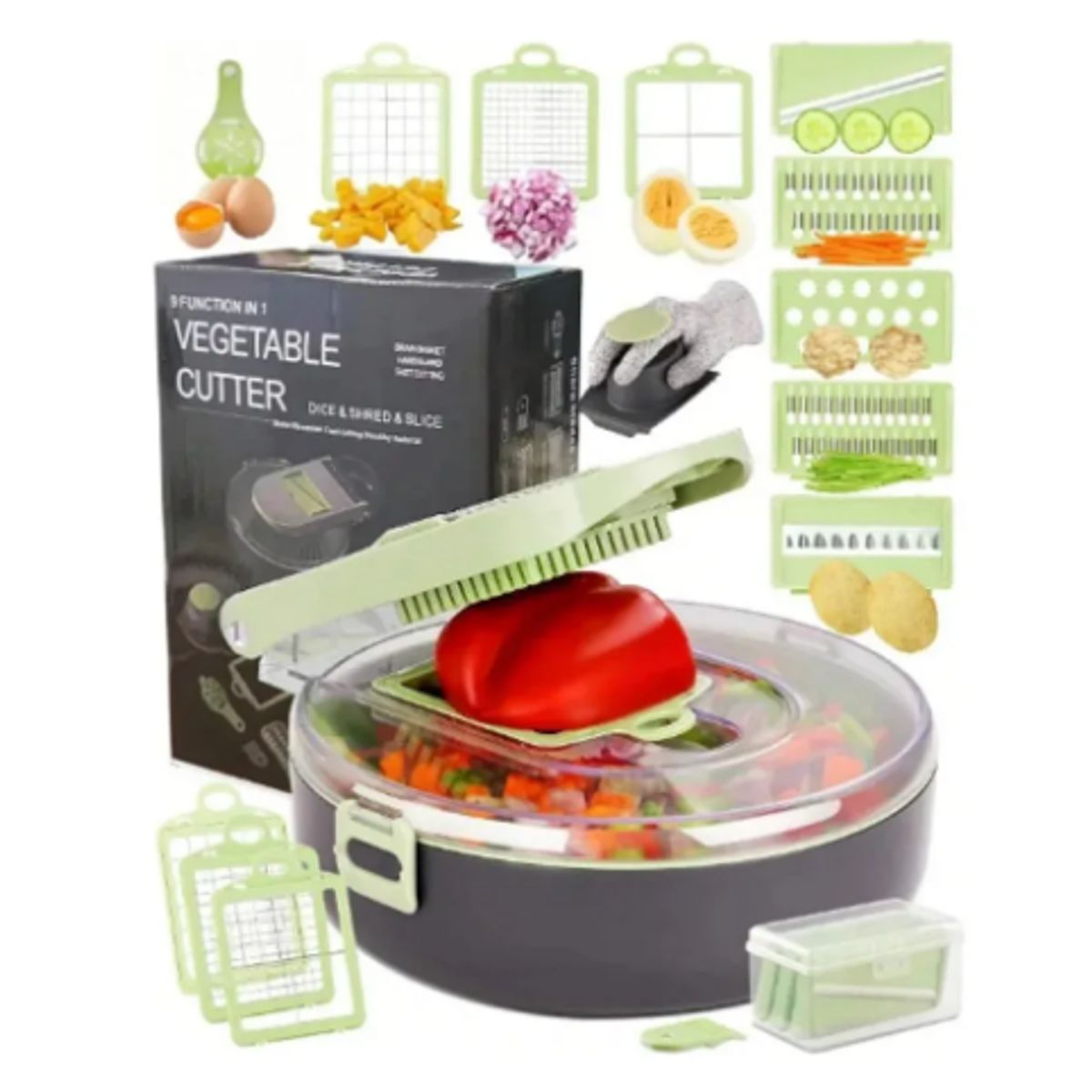 GENERICO - Picador De Verduras Multifuncional Cortador Alimentos 9 En 1