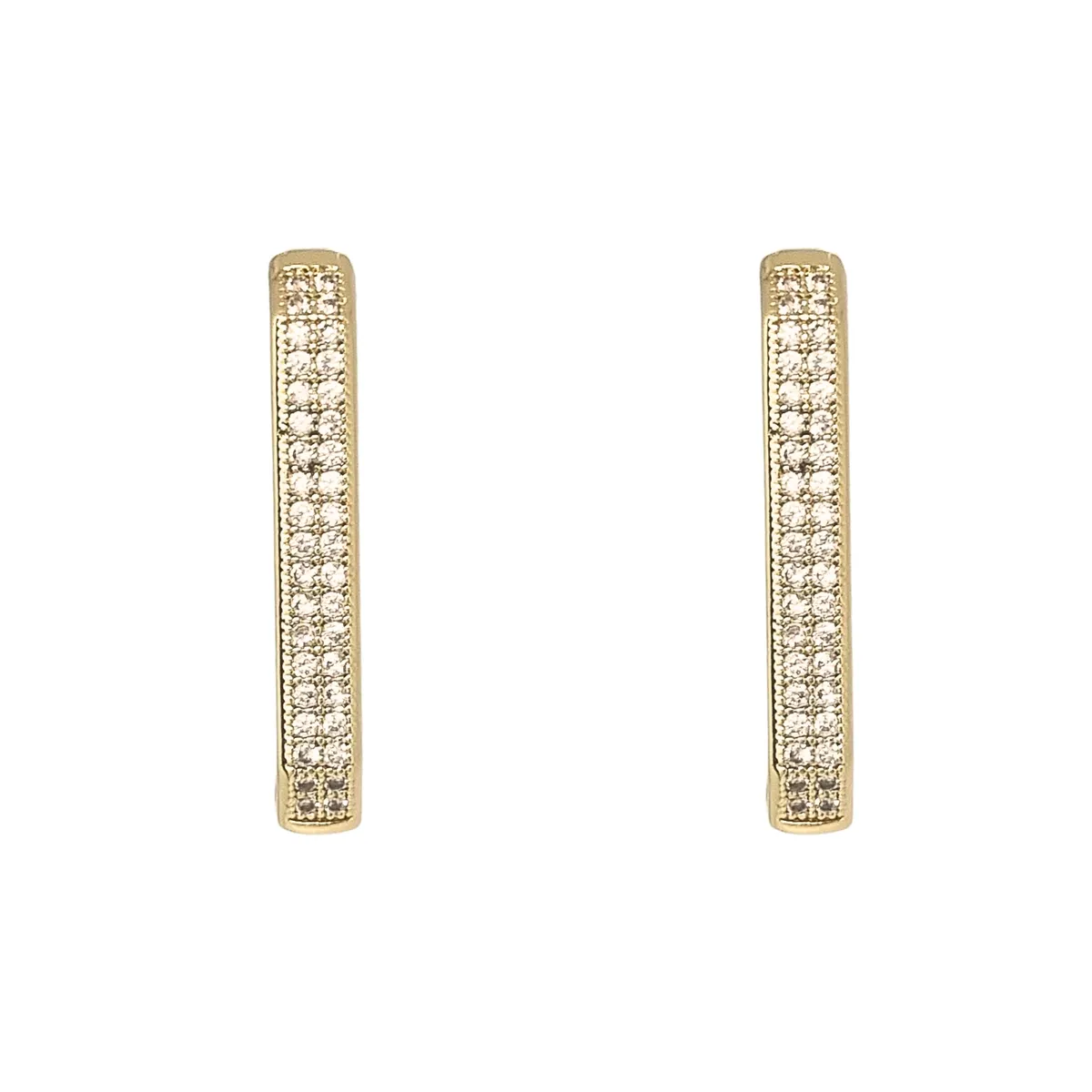 JOYAS LANDEROS - Aros Argollas Rectangular Doble Riel Enchapado en oro de 18k
