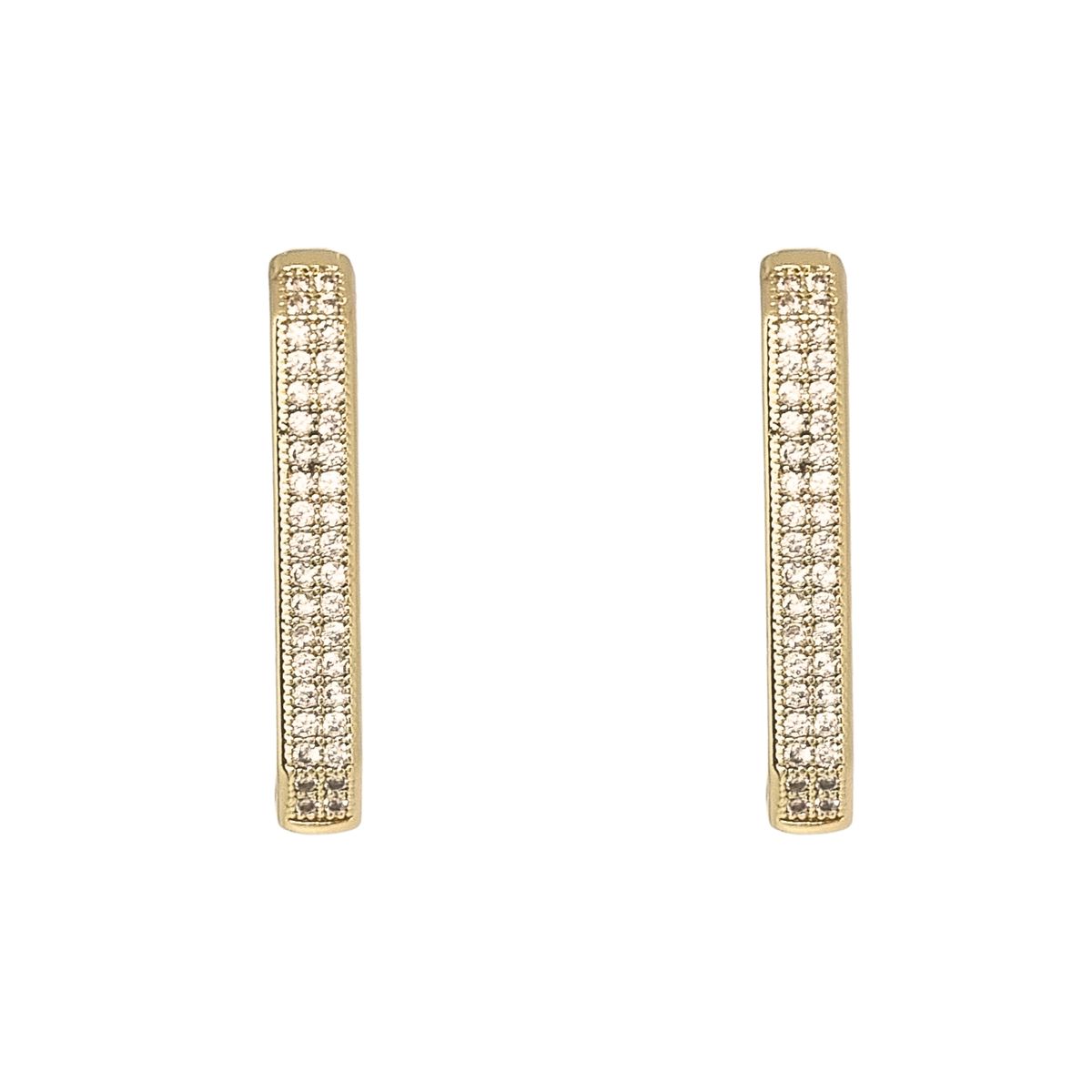 JOYAS LANDEROS - Aros Argollas Rectangular Doble Riel Enchapado en oro de 18k