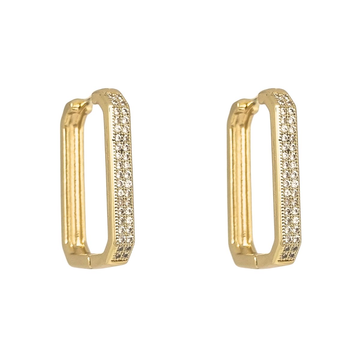 JOYAS LANDEROS - Aros Argollas Rectangular Doble Riel Enchapado en oro de 18k