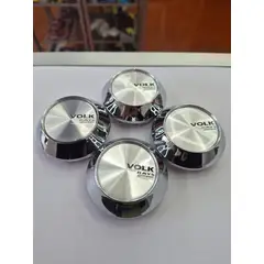 GENERICO - X4 Tapas centro de llantas de auto tunning conica Medidas 58mmX60mm VOLK RAYS PLATA CON NEGRO