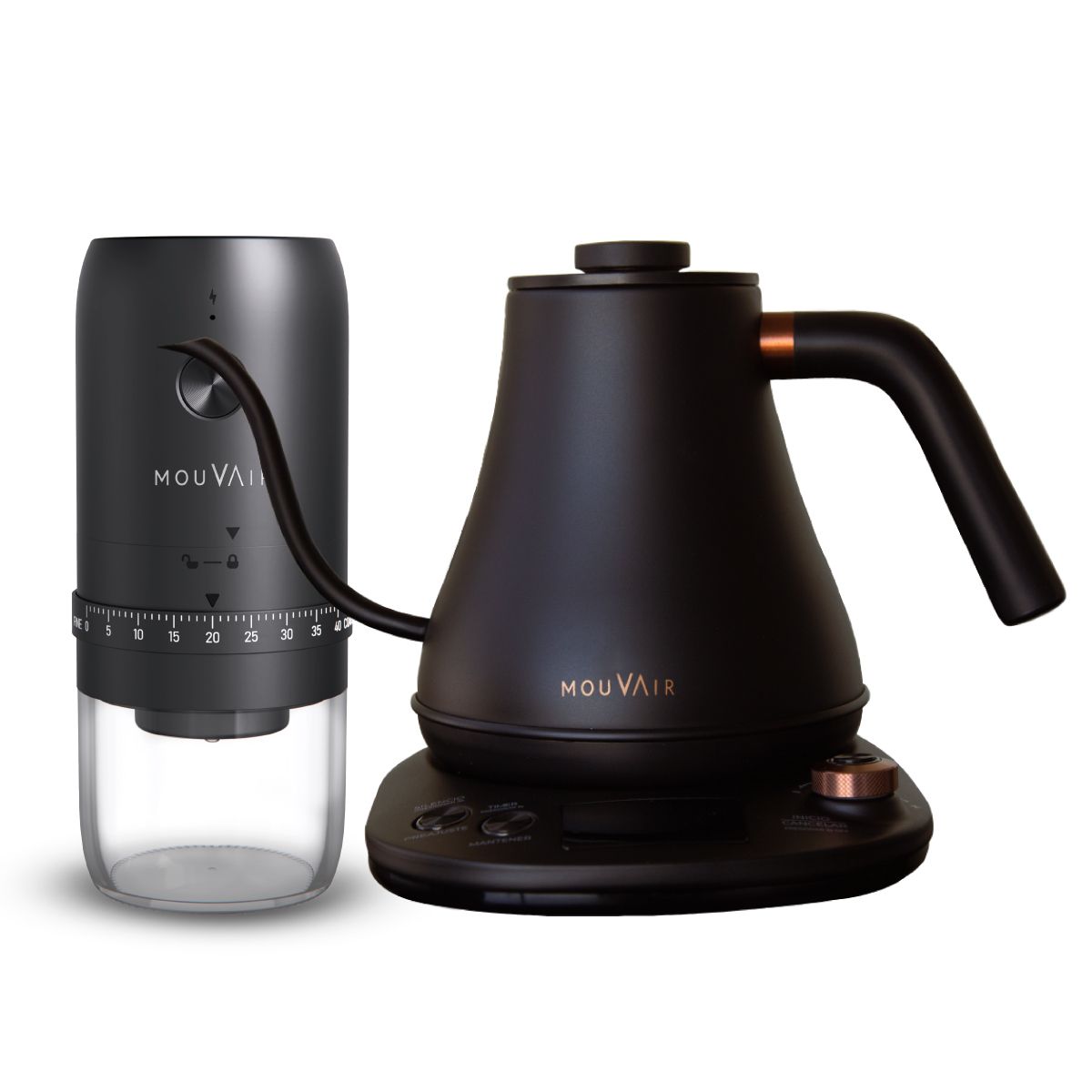 MOUVAIR - Hervidor Inteligente Mouvair Swan Negro + Molinillo de Café Eléctrico