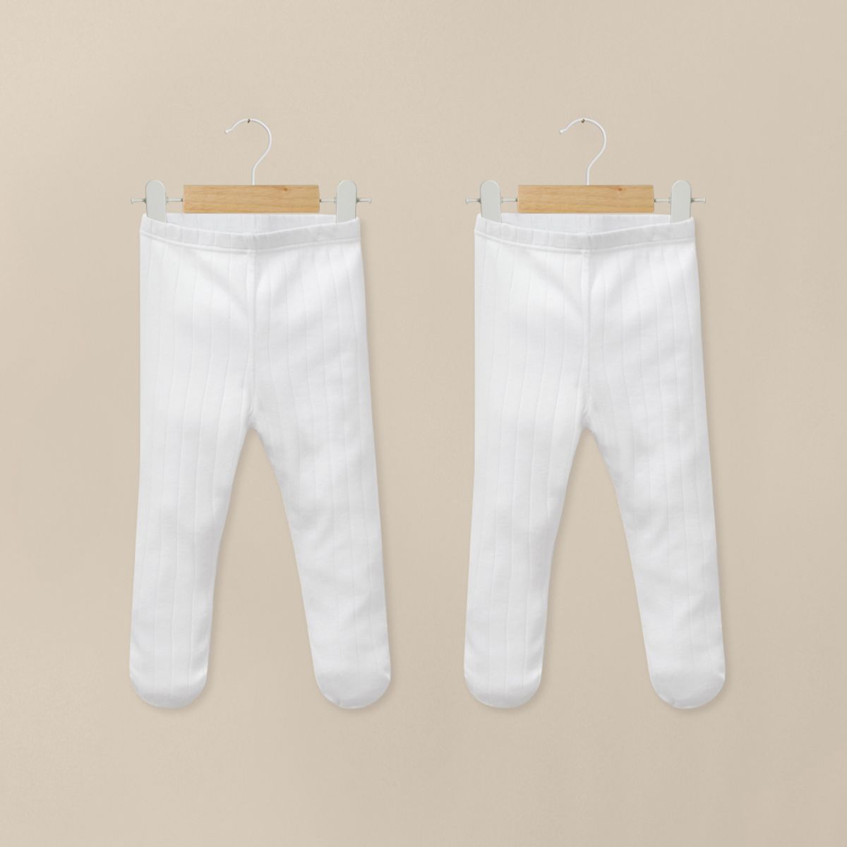 OPALINE - Pack De 2 Panty Ballerina Blanca Acanalada Unisex