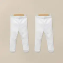 OPALINE - Pack De 2 Panty Ballerina Blanca Acanalada Unisex