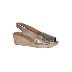 LOLA CANALES - Sandalia Cuero Susanne Beige Bronce