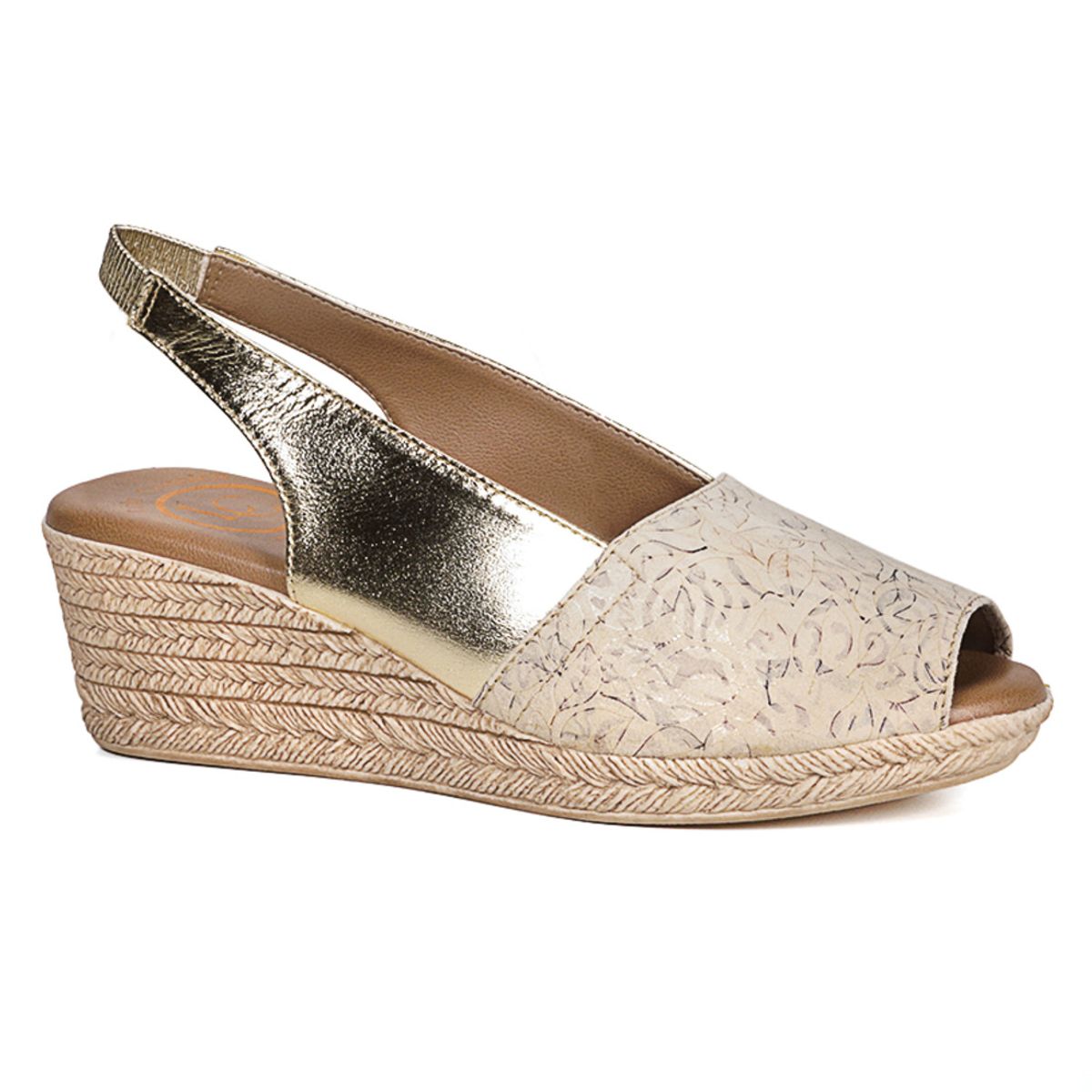 LOLA CANALES - Sandalia Cuero Susanne Beige Dorado LOLA CANALES