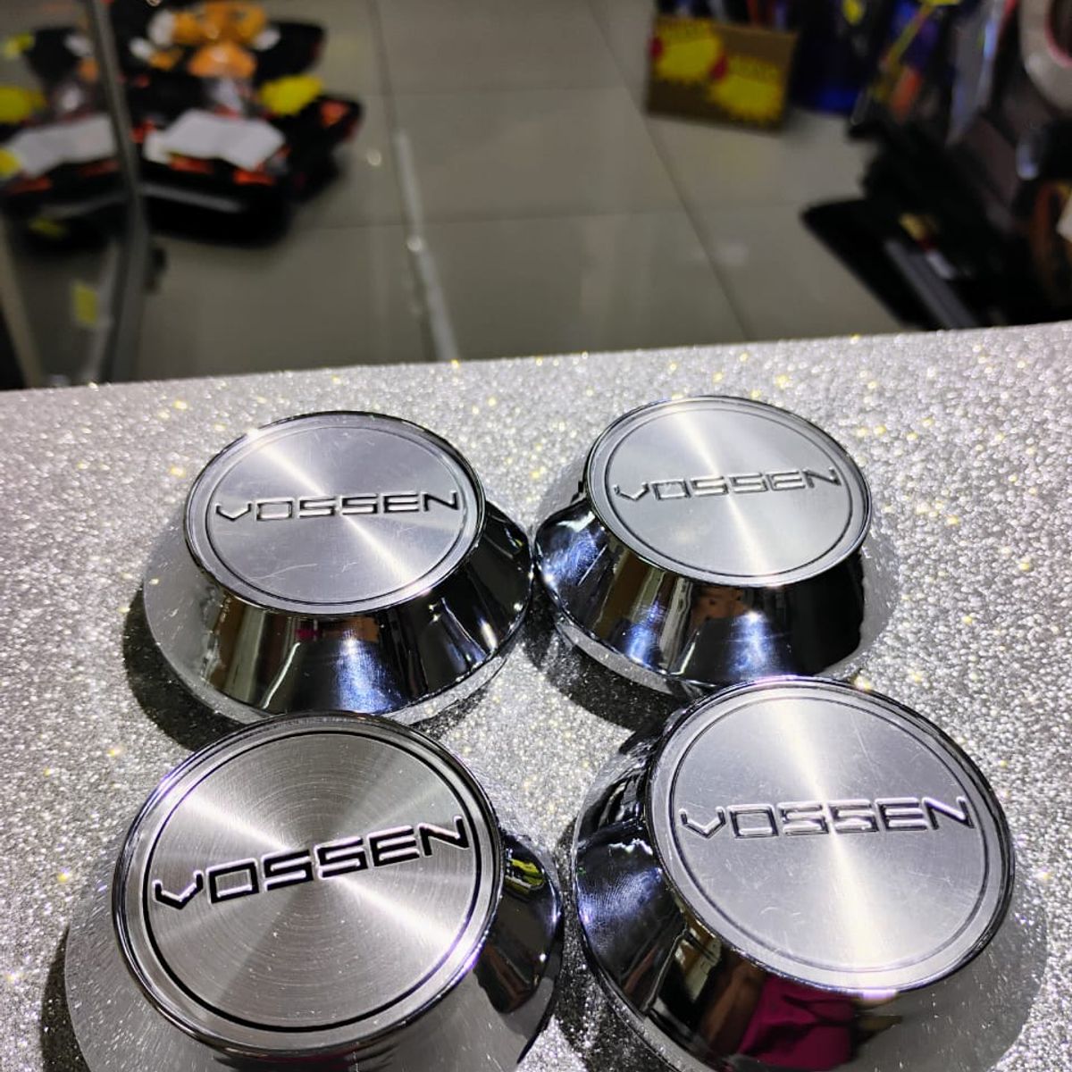 GENERICO - X4 Tapas centro de llantas de auto tunning conica Medidas 58mmX60mm VOSSEN PLATA LETRA NEGRA