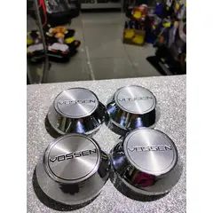GENERICO - X4 Tapas centro de llantas de auto tunning conica Medidas 58mmX60mm VOSSEN PLATA LETRA NEGRA