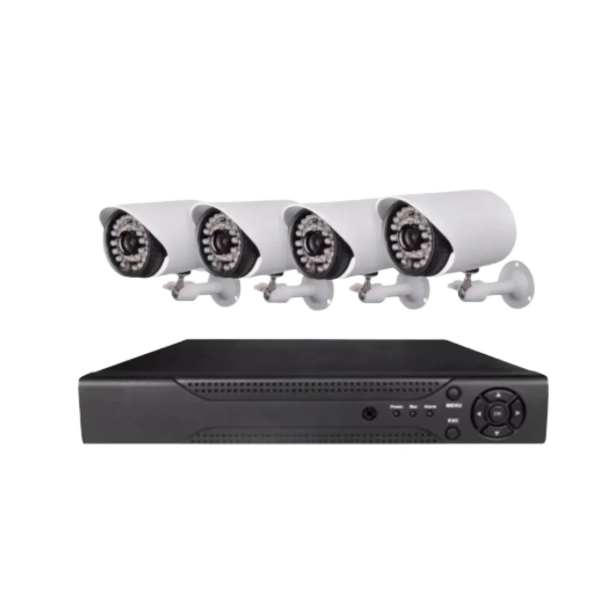 GENERICO - Kit Cctv Con 4 Cámaras De Seguridad Mas Dvr 1080p Hd Full Blanco