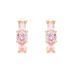 JOYAS LANDEROS - Aros Argollas 3 Cristales Enchapado en oro de 18k