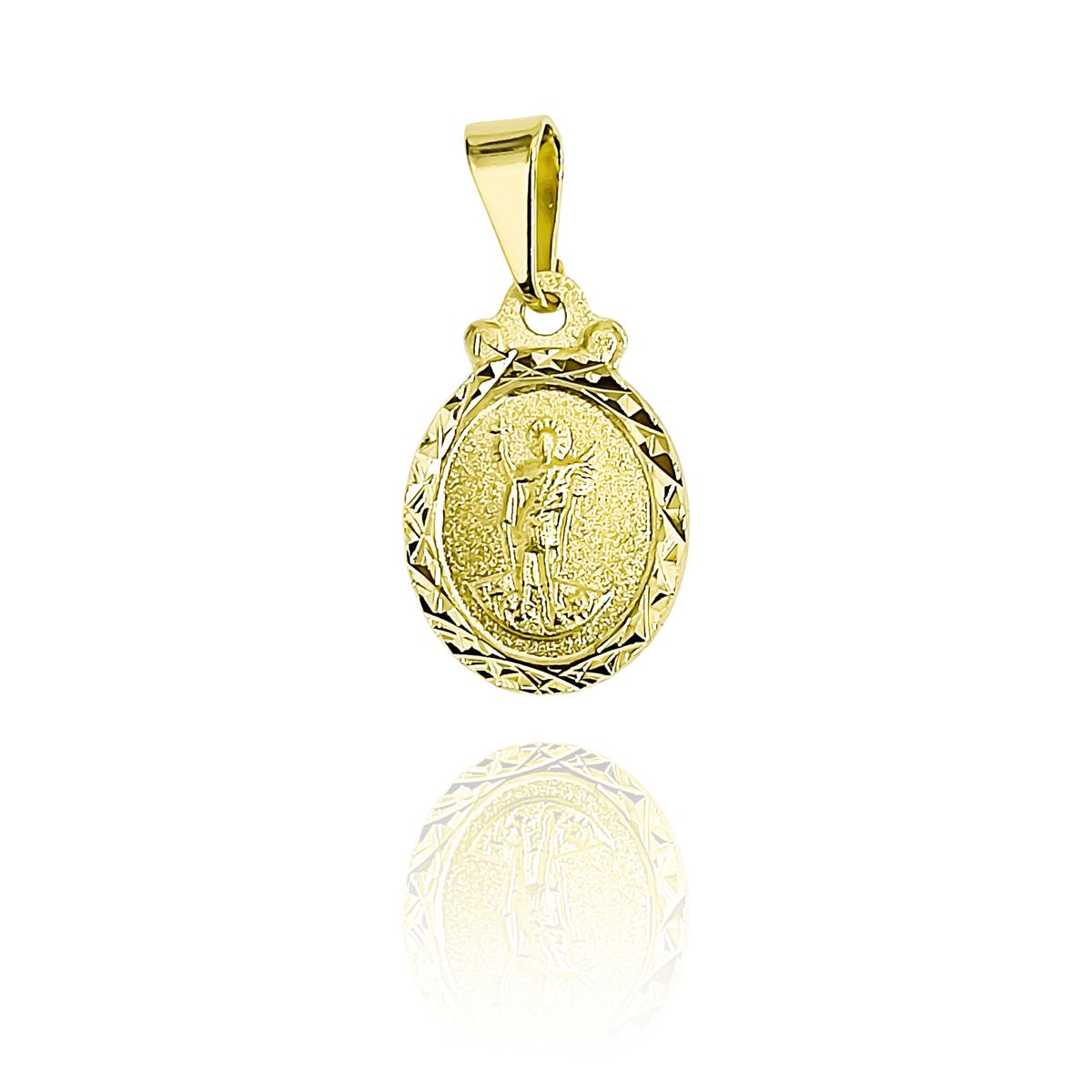 COGGIOLA - Colgante Medalla San Expedito Ovalado Borde Enchapado Oro 18K