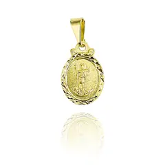 COGGIOLA - Colgante Medalla San Expedito Ovalado Borde Enchapado Oro 18K