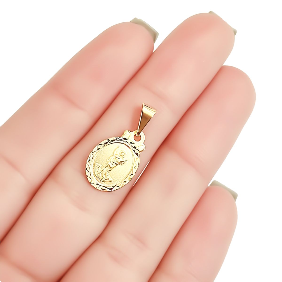 COGGIOLA - Colgante Medalla San Expedito Ovalado Borde Enchapado Oro 18K