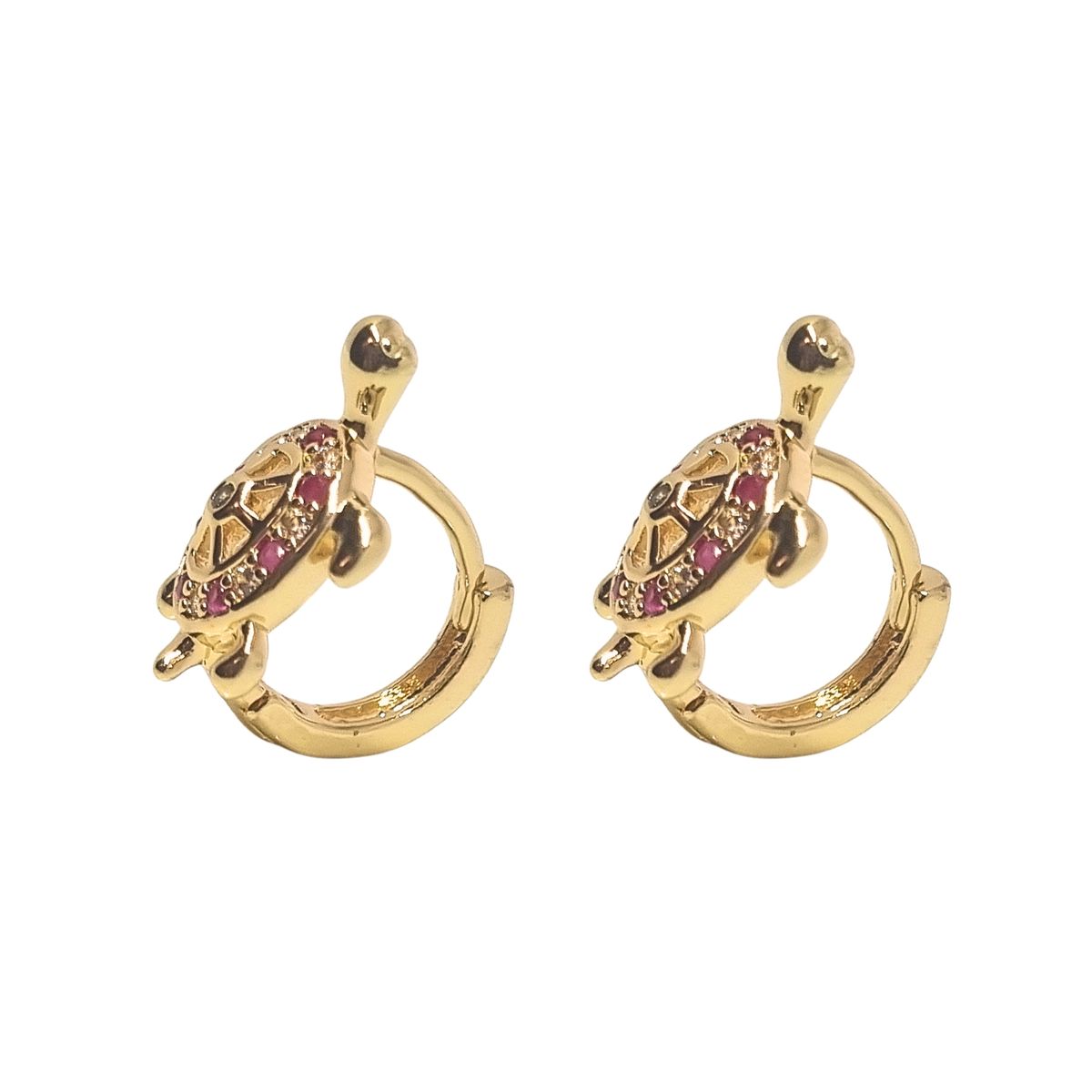 JOYAS LANDEROS - Aros Argollas Tortuga Enchapado en oro de 18k