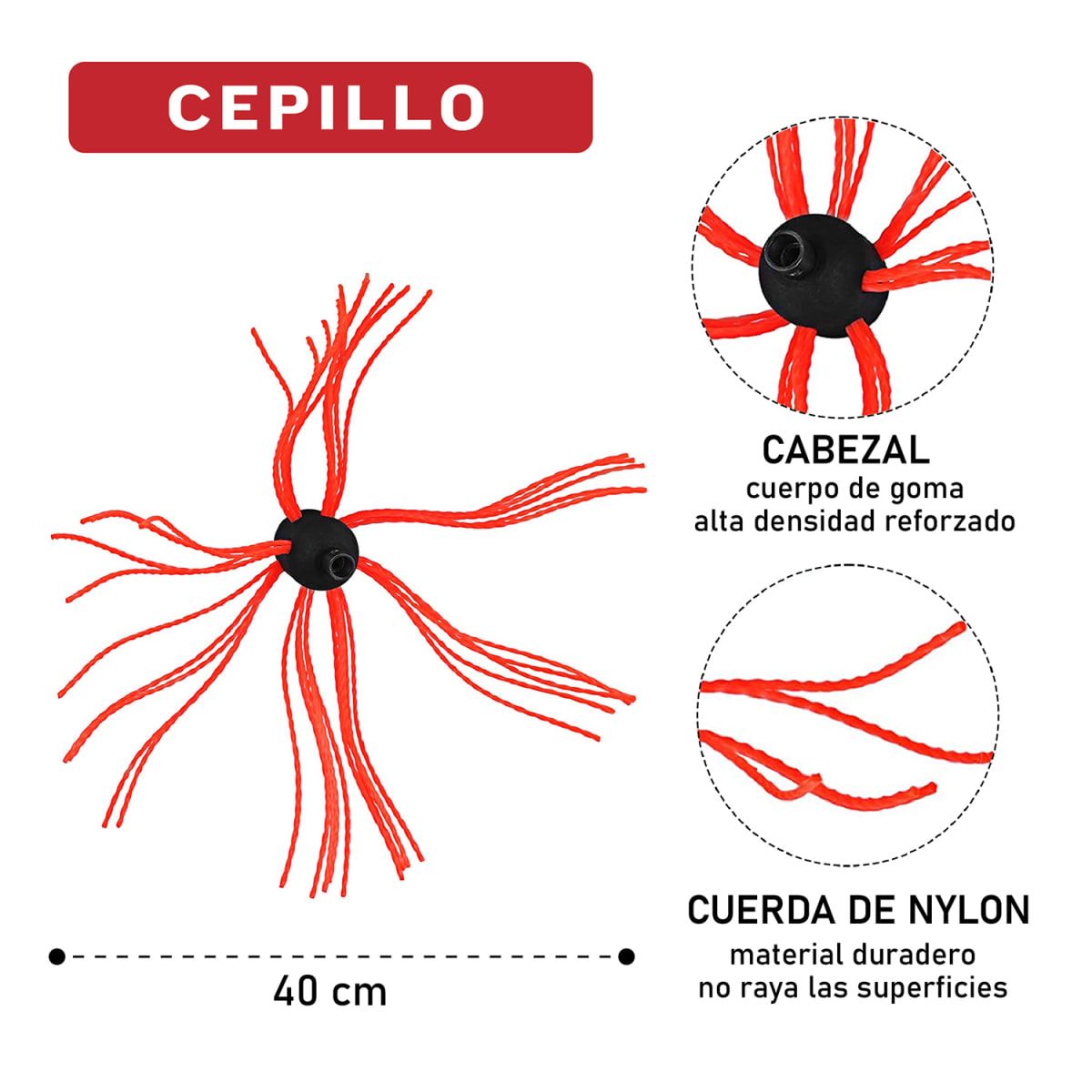 GENERICO - Cepillo para limpieza chimeneas con cabezal 40cm