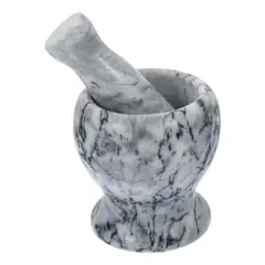 OEM - Mortero De Cocina Mortero Mármol De Mármol Blanco Negro