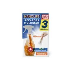 NANOLIFE - Limpiapisos Desinfectante - Aroma Cítrico - Recarga 3x