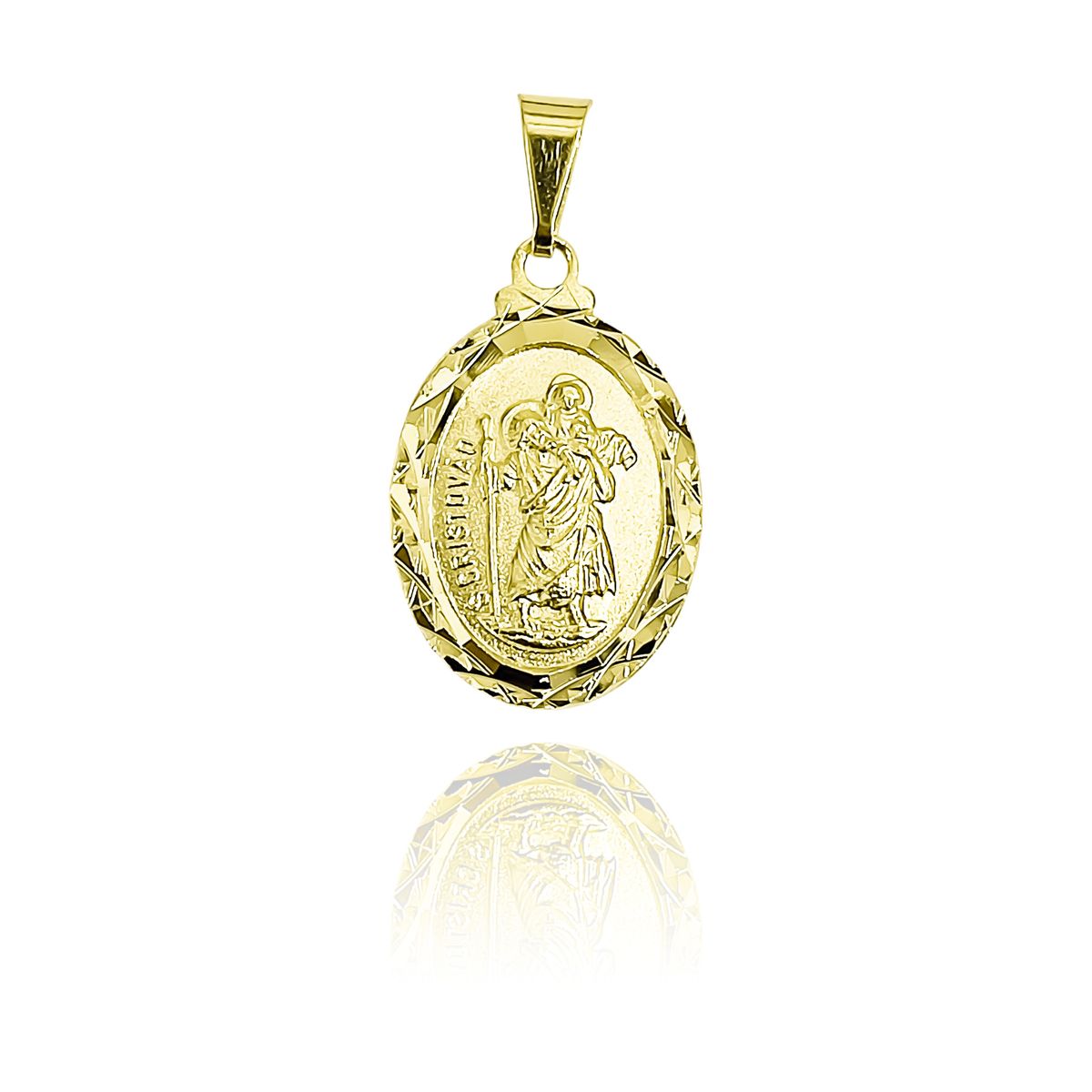 COGGIOLA - Colgante Medalla San Cristóbal Ovalado Borde Enchapado Oro 18K