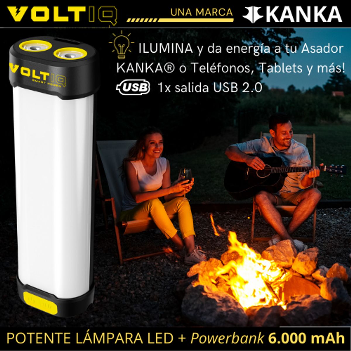 GENERICO - VOLTIQ - Lámpara Con Batería Recargable/powerbank 6.000 Mah