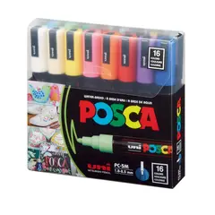 UNI POSCA - SET MARCADOR ACRILICO 16 COLORES 5M POSCA