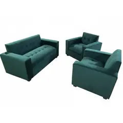 MUEBLES NEW - JUEGO DE LIVING 3 CUERPOS VERDE FELPA