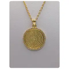 CAT JOYAS - Padre nuestro con circones medalla y cadena enchapada en oro