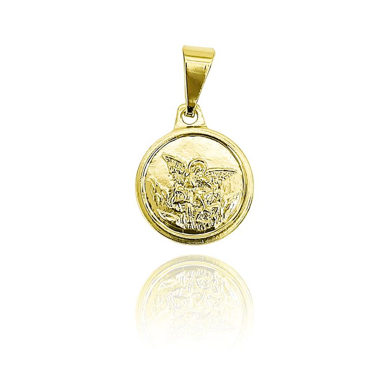Colgante Medalla San Miguel Arcangel 12mm Enchapado Oro 18K Dorado TALLA UNICA