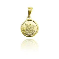 ANDREA COGGIOLA JOYAS - Colgante Medalla San Miguel Arcángel 12mm Enchapado Oro 18K