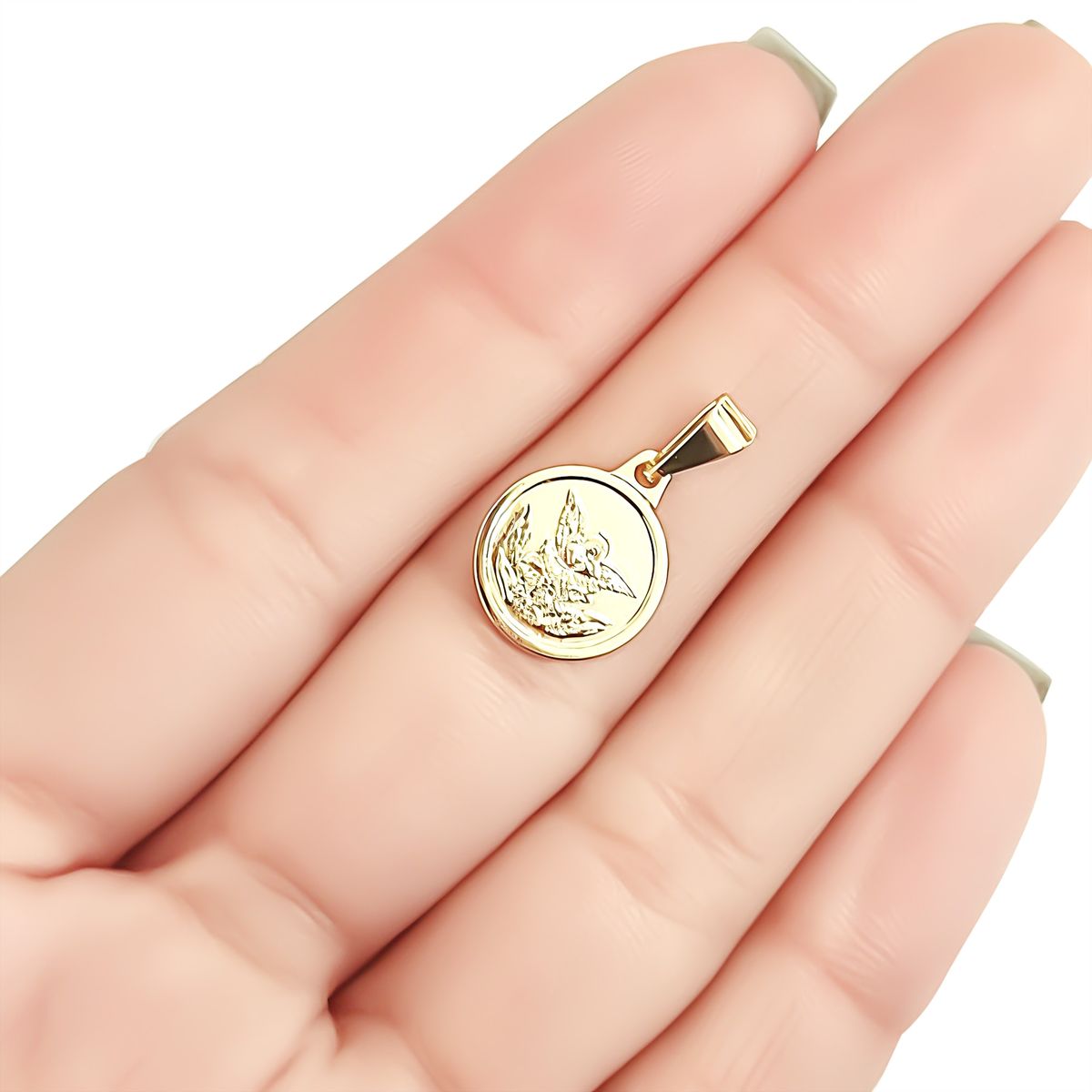 COGGIOLA - Colgante Medalla San Miguel Arcángel 12mm Enchapado Oro 18K