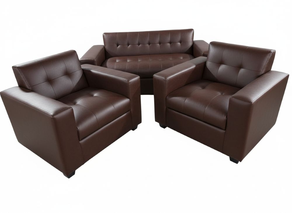 JUEGO DE LIVING 3 CUERPOS ECOCUERO CHOCOLATE