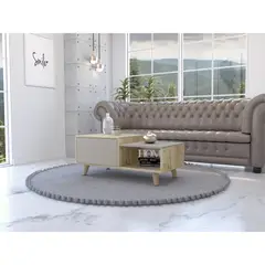 TUHOME - Mesa De Centro 2 Puertas Bora 416x100x50 Cm Duna Y Taupe