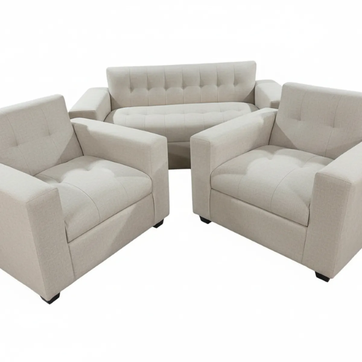 MUEBLES NEW - JUEGO DE LIVING 3 CUERPOS BEIGE LINO