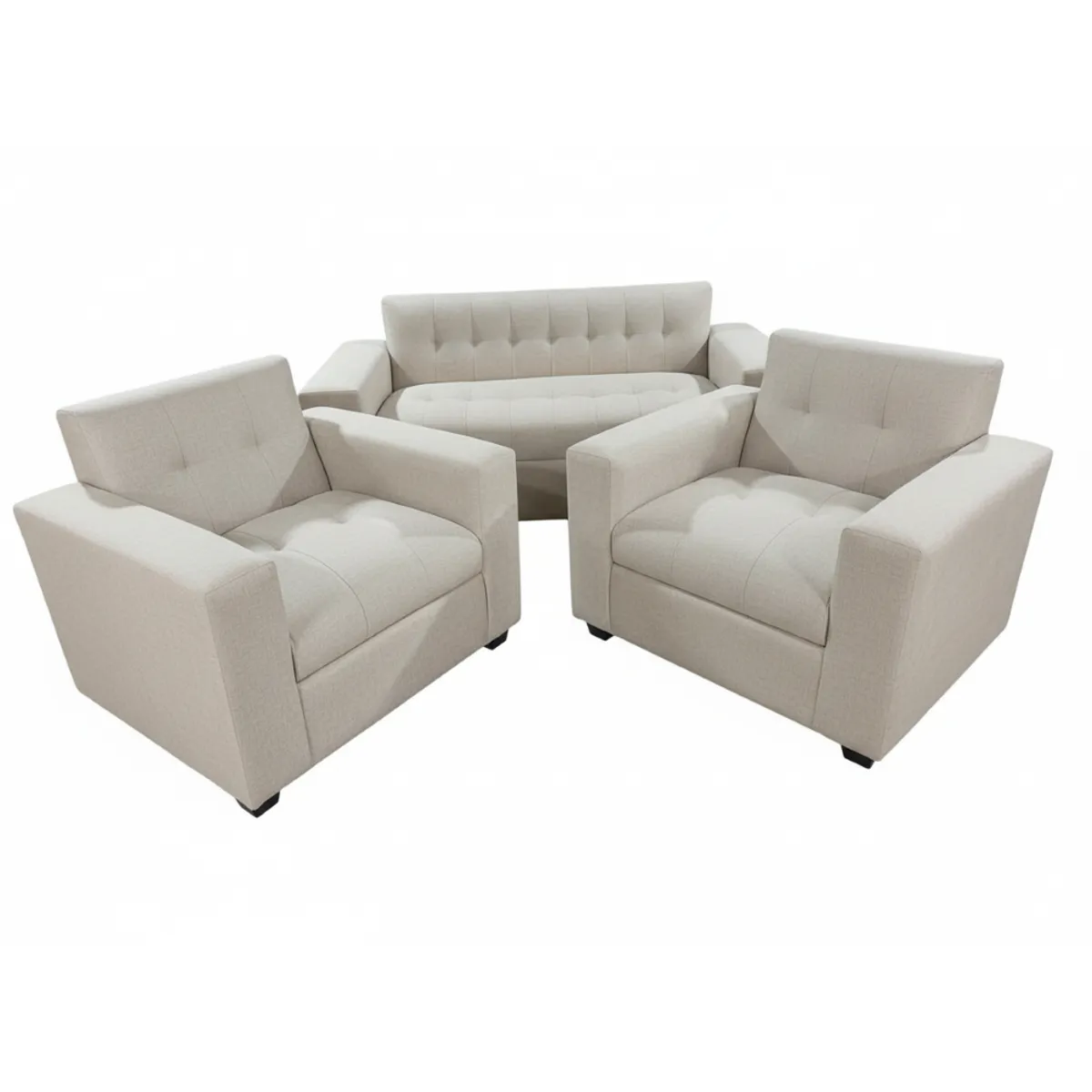 MUEBLES NEW - JUEGO DE LIVING 3 CUERPOS BEIGE LINO