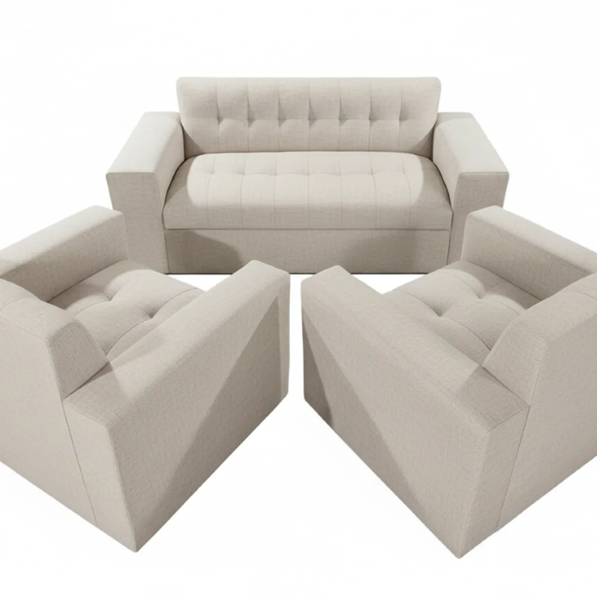 MUEBLES NEW - JUEGO DE LIVING 3 CUERPOS BEIGE LINO